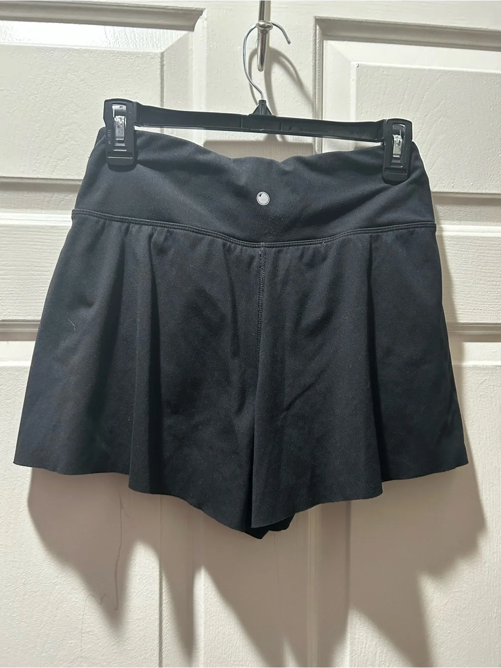 Yogalicious Lux Black Lux Meredith Short Crossover Waistband Pleated Front